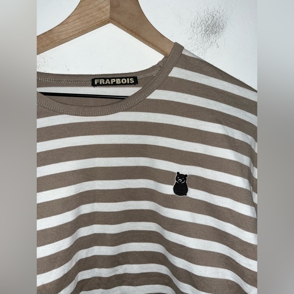 FRAPBOIS Long Sleeve Brown and White Striped Top One Size - Picture 6 of 8
